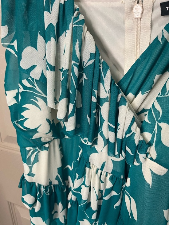 Torrid 3 Teal & White One-Shoulder Floral Midi Dress, Beach, Party - Picture 5 of 9